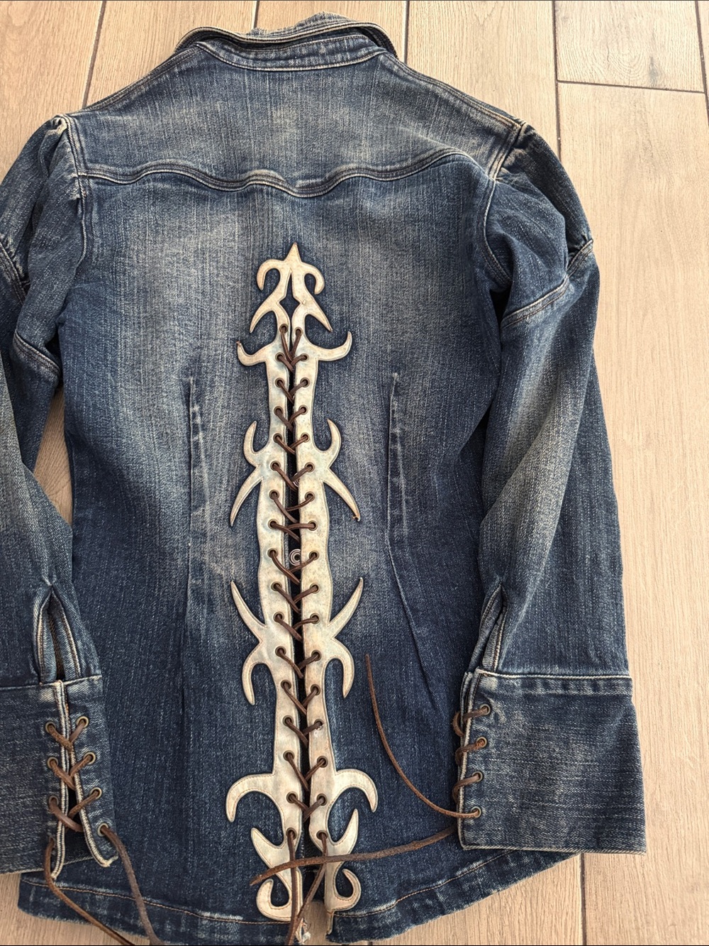 Electric Barbarella Dark Wash Denim Button-Front Shirt Jacket y2K vintage